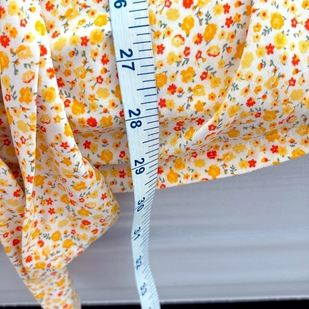 NWOT Lands' End Gold/Yellow Flutter Sleeve Wrap/Tie Blouse.Floral Design.Size 2X - Picture 10 of 10